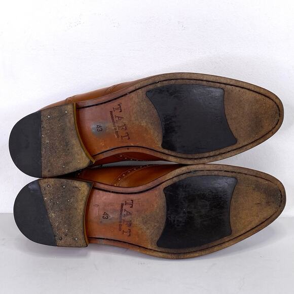 TAFT The Beck Handcrafted Brogue Wingtip Leather Dress Shoe Burnt Honey Mens 10 - Picture 12 of 13